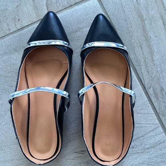 Catherine Malandrino Black and silver slip on flat, sz 6 - Picture 2 of 6